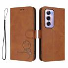 For OPPO Reno12 Pro 5G Global Litter Panda Embossing RFID Leather Phone Case with Lanyard(Brown) - 2