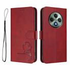 For OPPO Reno12 F 4G / 5G Global Litter Panda Embossing RFID Leather Phone Case with Lanyard(Wine Red) - 2