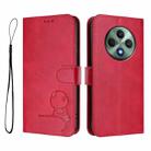 For OPPO Reno12 F 4G / 5G Global Litter Panda Embossing RFID Leather Phone Case with Lanyard(Rose Red) - 2