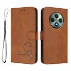 For OPPO Reno12 F 4G / 5G Global Litter Panda Embossing RFID Leather Phone Case with Lanyard(Brown) - 2