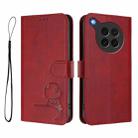 For OPPO Find X8s 5G Litter Panda Embossing RFID Leather Phone Case with Lanyard(Wine Red) - 2