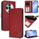 For OPPO Find X7 Ultra Litter Panda Embossing RFID Leather Phone Case with Lanyard(Wine Red) - 1