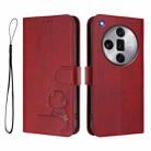 For OPPO Find X7 Ultra Litter Panda Embossing RFID Leather Phone Case with Lanyard(Wine Red) - 2