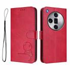 For OPPO Find X7 Ultra Litter Panda Embossing RFID Leather Phone Case with Lanyard(Rose Red) - 2
