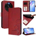 For OPPO Find X6 Litter Panda Embossing RFID Leather Phone Case with Lanyard(Wine Red) - 1