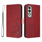 For OPPO K12x 5G Global Litter Panda Embossing RFID Leather Phone Case with Lanyard(Wine Red) - 2