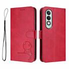 For OPPO K12x 5G Global Litter Panda Embossing RFID Leather Phone Case with Lanyard(Rose Red) - 2