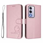 For OPPO A80 5G EU / A3 Pro 5G Global Litter Panda Embossing RFID Leather Phone Case with Lanyard(Pink) - 2