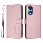 For OPPO A78 5G Global / A1x Litter Panda Embossing RFID Leather Phone Case with Lanyard(Pink) - 2
