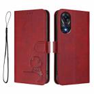 For OPPO A78 4G Global Litter Panda Embossing RFID Leather Phone Case with Lanyard(Wine Red) - 2