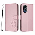 For OPPO A58 4G Global Litter Panda Embossing RFID Leather Phone Case with Lanyard(Pink) - 2