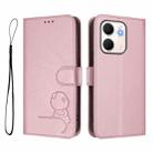 For OPPO A5x 4G / 5G Global Litter Panda Embossing RFID Leather Phone Case with Lanyard(Pink) - 2