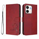 For OPPO A5x 4G / 5G Global Litter Panda Embossing RFID Leather Phone Case with Lanyard(Wine Red) - 2