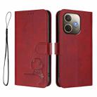 For OPPO A5 Pro 4G / 5G Global Litter Panda Embossing RFID Leather Phone Case with Lanyard(Wine Red) - 2