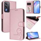For OPPO A5 5G Global Litter Panda Embossing RFID Leather Phone Case with Lanyard(Pink) - 1