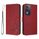 For OPPO A5 5G Global Litter Panda Embossing RFID Leather Phone Case with Lanyard(Wine Red) - 2