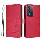 For OPPO A5 5G Global Litter Panda Embossing RFID Leather Phone Case with Lanyard(Rose Red) - 2