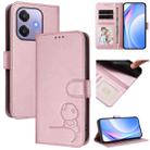 For OPPO A3x 4G / 5G Litter Panda Embossing RFID Leather Phone Case with Lanyard(Pink) - 1