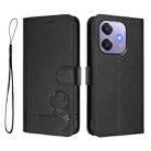 For OPPO A3x 4G / 5G Litter Panda Embossing RFID Leather Phone Case with Lanyard(Black) - 2