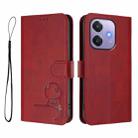 For OPPO A3x 4G / 5G Litter Panda Embossing RFID Leather Phone Case with Lanyard(Wine Red) - 2