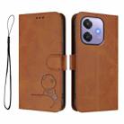 For OPPO A3x 4G / 5G Litter Panda Embossing RFID Leather Phone Case with Lanyard(Brown) - 2