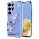 For Samsung Galaxy S25 Ultra 5G Flower Pattern Painted TPU Phone Case(Violet) - 1