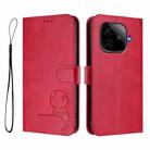 For vivo iQOO Z9 / Z9 Turbo Litter Panda Embossing RFID Leather Phone Case with Lanyard(Rose Red) - 2
