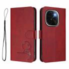 For vivo iQOO Z9s Pro / T3 Pro India Litter Panda Embossing RFID Leather Phone Case with Lanyard(Wine Red) - 2