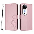 For vivo S19 Litter Panda Embossing RFID Leather Phone Case with Lanyard(Pink) - 2