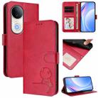 For vivo S20 Litter Panda Embossing RFID Leather Phone Case with Lanyard(Rose Red) - 1
