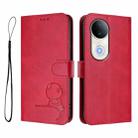 For vivo S20 Litter Panda Embossing RFID Leather Phone Case with Lanyard(Rose Red) - 2