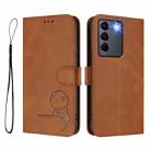 For vivo V27 / V27 Pro Litter Panda Embossing RFID Leather Phone Case with Lanyard(Brown) - 2