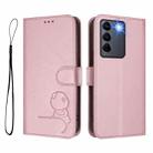 For vivo V27e 4G / S16e 5G / T2 4G Litter Panda Embossing RFID Leather Phone Case with Lanyard(Pink) - 2