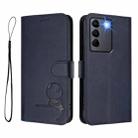 For vivo V27e 4G / S16e 5G / T2 4G Litter Panda Embossing RFID Leather Phone Case with Lanyard(Blue) - 2