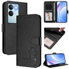 For vivo V29 / V29 Pro Litter Panda Embossing RFID Leather Phone Case with Lanyard(Black) - 1