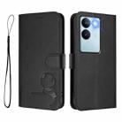 For vivo V29 / V29 Pro Litter Panda Embossing RFID Leather Phone Case with Lanyard(Black) - 2