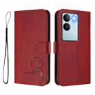 For vivo V29 / V29 Pro Litter Panda Embossing RFID Leather Phone Case with Lanyard(Wine Red) - 2