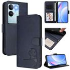 For vivo V29 / V29 Pro Litter Panda Embossing RFID Leather Phone Case with Lanyard(Blue) - 1