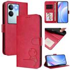For vivo V29 / V29 Pro Litter Panda Embossing RFID Leather Phone Case with Lanyard(Rose Red) - 1