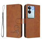 For vivo V29 / V29 Pro Litter Panda Embossing RFID Leather Phone Case with Lanyard(Brown) - 2