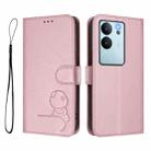 For vivo V29e / Y200 5G / V30 Lite 5G Litter Panda Embossing RFID Leather Phone Case with Lanyard(Pink) - 2