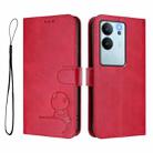 For vivo V29e / Y200 5G / V30 Lite 5G Litter Panda Embossing RFID Leather Phone Case with Lanyard(Rose Red) - 2