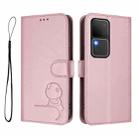 For vivo V30 / V30 Pro Litter Panda Embossing RFID Leather Phone Case with Lanyard(Pink) - 2