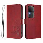For vivo V30 / V30 Pro Litter Panda Embossing RFID Leather Phone Case with Lanyard(Wine Red) - 2