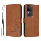 For vivo V30 / V30 Pro Litter Panda Embossing RFID Leather Phone Case with Lanyard(Brown) - 2