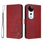 For vivo V40 / V40 Pro / T3 Ultra Litter Panda Embossing RFID Leather Phone Case with Lanyard(Wine Red) - 2