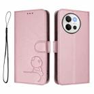 For vivo V40 Lite 5G / V30e 5G Litter Panda Embossing RFID Leather Phone Case with Lanyard(Pink) - 2