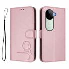 For vivo V40e / iQOO Z9s Litter Panda Embossing RFID Leather Phone Case with Lanyard(Pink) - 2