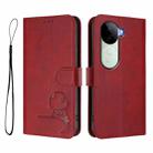 For vivo V40e / iQOO Z9s Litter Panda Embossing RFID Leather Phone Case with Lanyard(Wine Red) - 2