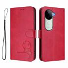 For vivo V40e / iQOO Z9s Litter Panda Embossing RFID Leather Phone Case with Lanyard(Rose Red) - 2